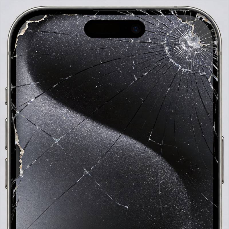 iPhone 15 Pro Max 屏幕碎裂修复维修前