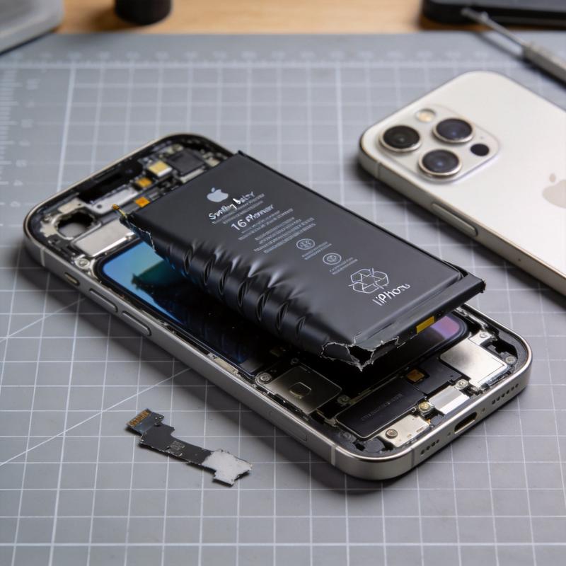 iPhone 16 电池鼓包更换维修前