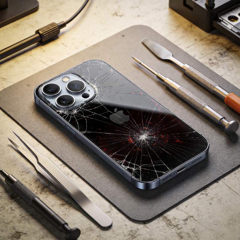 iPhone 16 Pro Max 屏幕碎裂更换维修前