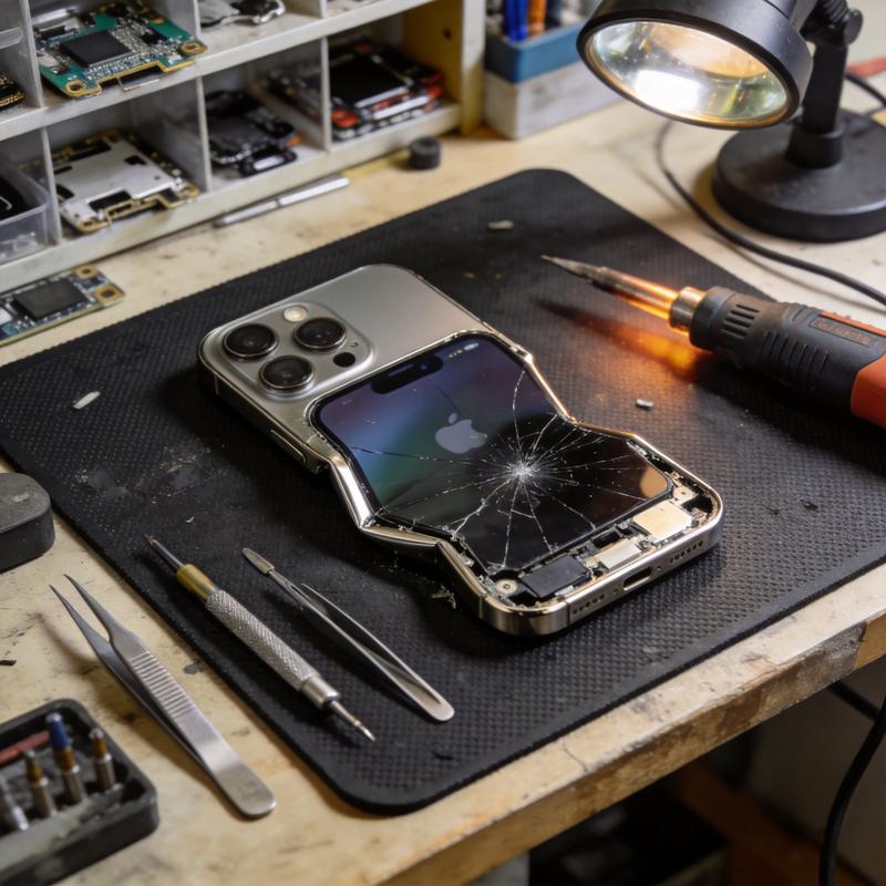 iPhone 17 Pro Max 严重变形修复维修前